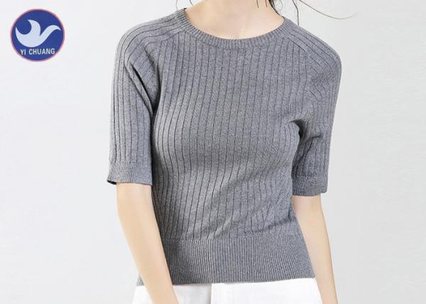 Women Crew Neck Short Sleeve Sweaters For Summer 100% Combed Cotton Soft