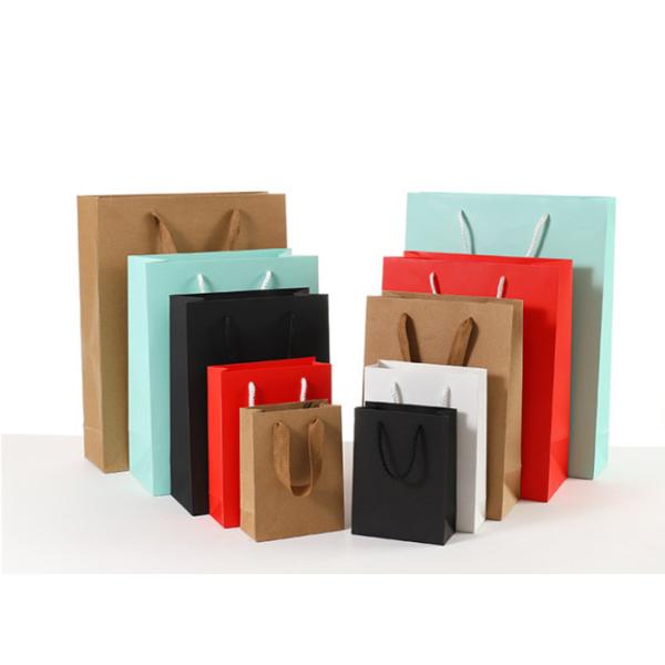 Durable Coloured Paper Carrier Bags Matt / Glossy Lamination Surface Handling