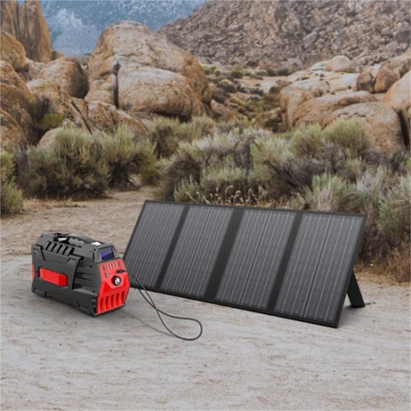 Cargador de maletines solares tipo célula monocristalina con 2 paneles y 100W de potencia