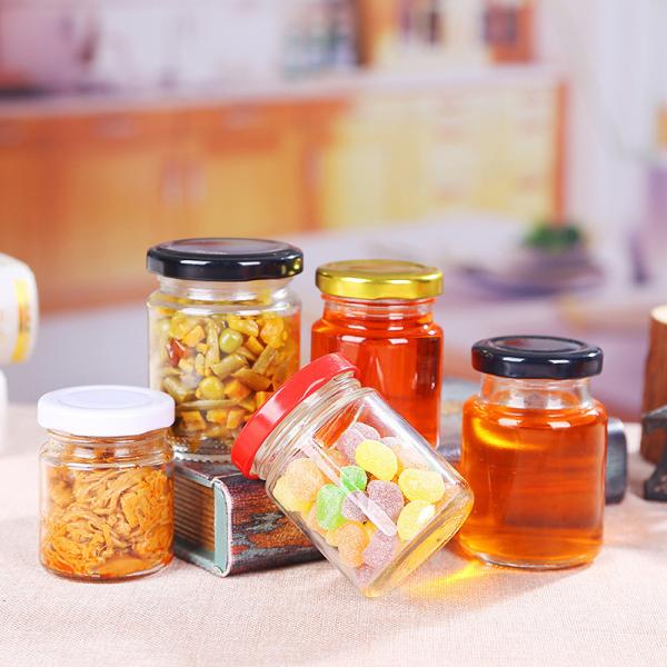 Lead Free Seal Label Glass Honey Jar With Tin Lid Food Grade Round Shape