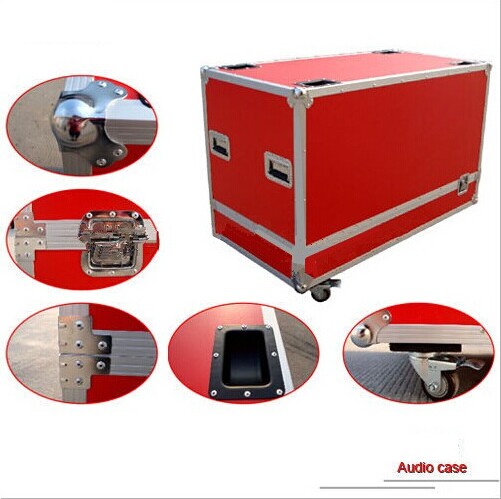 Blue Plywood AluminumTool Cases With 13cm Height Wheels
