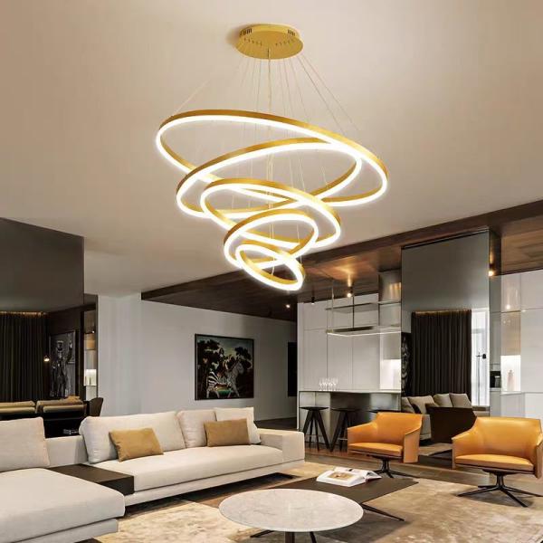 Lumière de plafond suspendue à 5 anneaux pour hôtel-villa