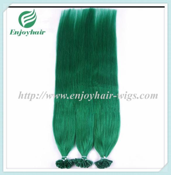 Nail U-Tip Hair 10-28 100s/pack green#color Straight Human Hair malaysian hair extension