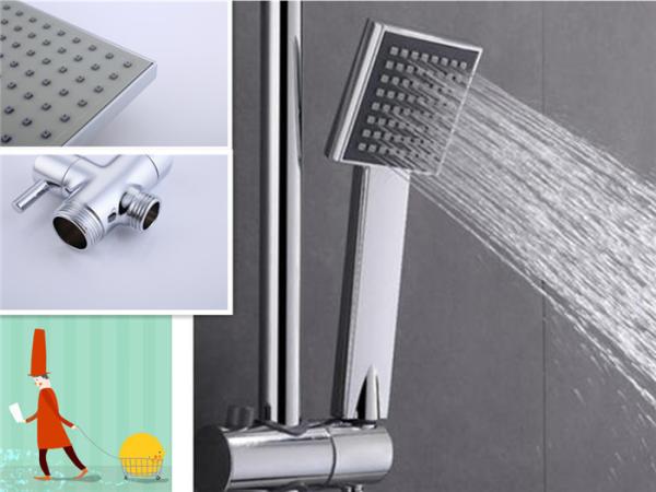 Chrome Bathtub Shower Faucet Sets Fine Overhead Dense Rain Adjustable Height