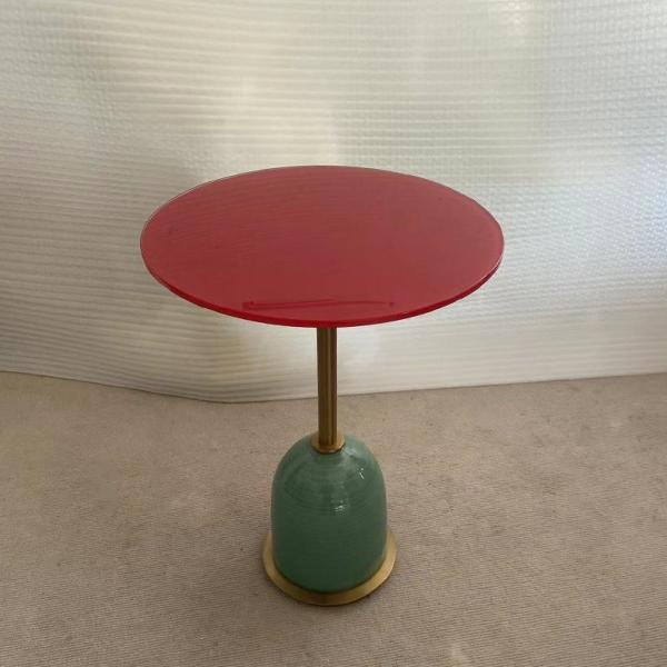 Fiberglass Painted Base Hotel Coffee Table Round Metal Corner Couch Side Table