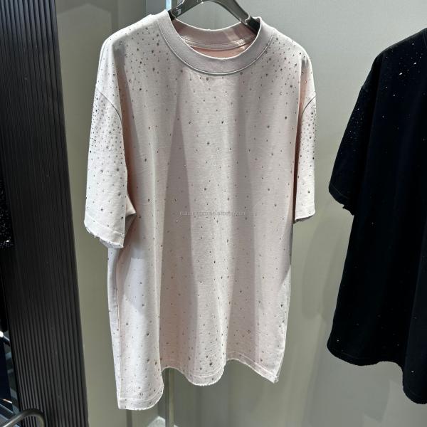 Label Heavyweight Rhinestone T Shirt Custom For Streetwear Over Size Vintage Look