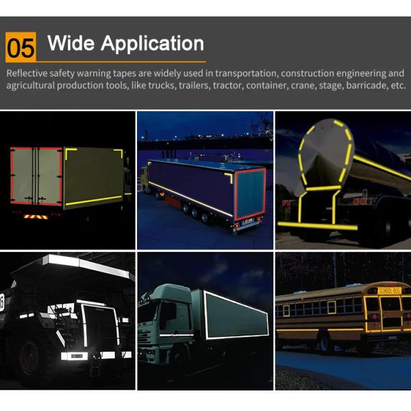 White Yellow Red ECE 104 R ECE-104 Hi Vis Adhesive Micro Prismatic Reflective Truck Vehicle Warning Tape Safety Marking