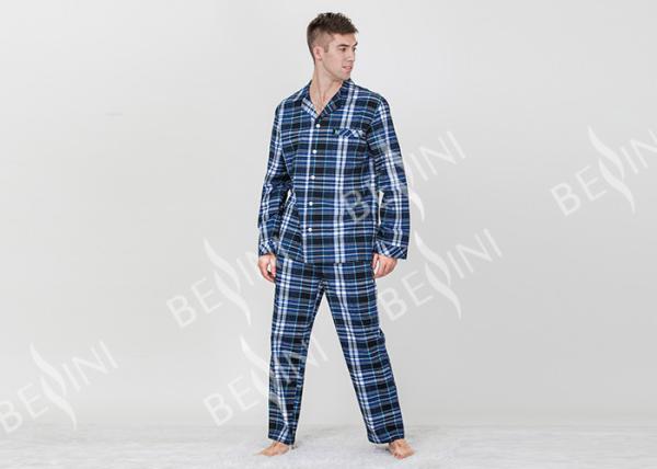 Classic Mens Luxury Sleepwear Woven Cotton Brushed Twill Reverse Collar Shirt