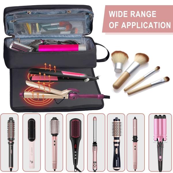 2 in 1 Hair Travel Bag with Heat Resistant Mat for Flat Irons Straighteners Curling Iron and Haircare Accessories