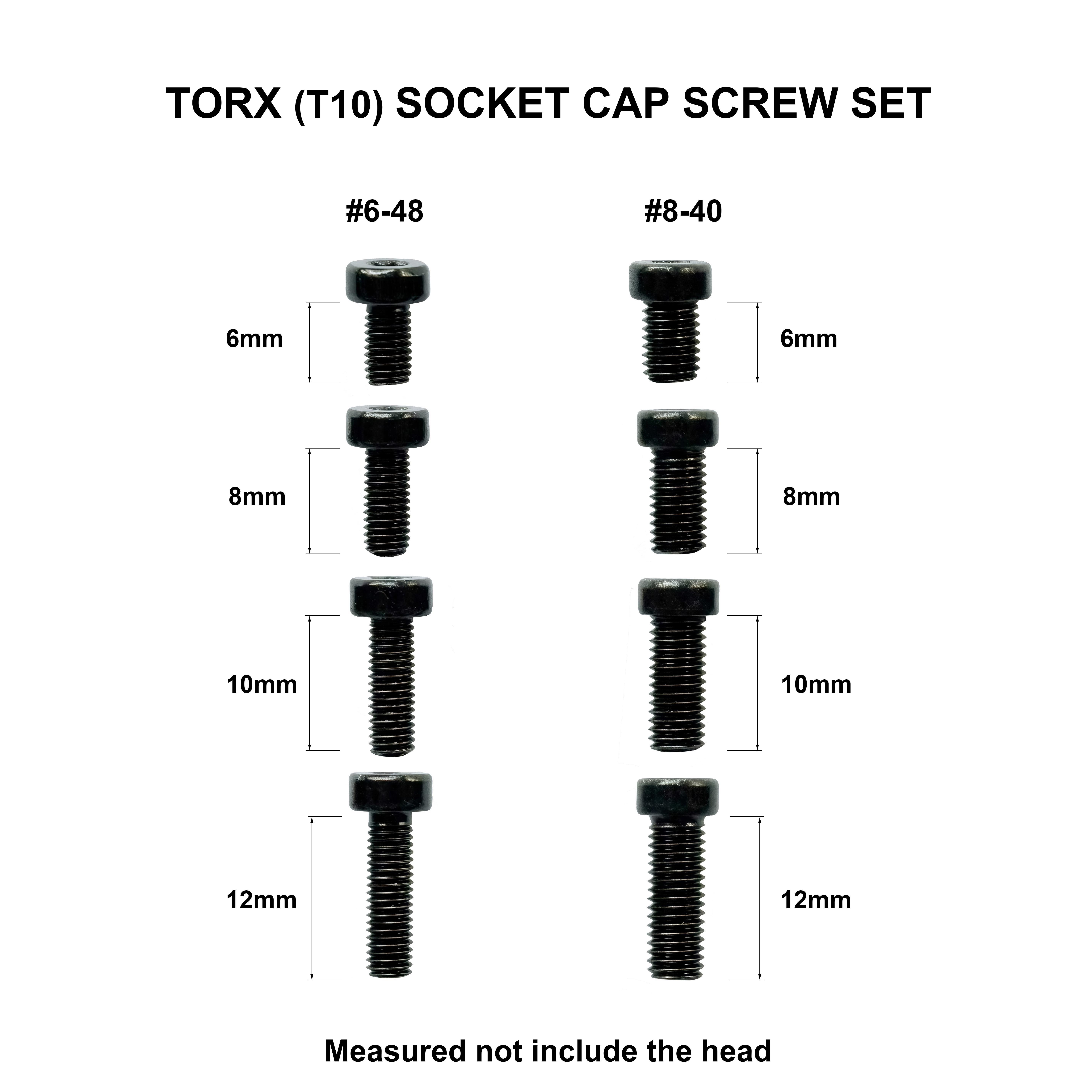 Custom 12.9 Grade Black Oxide Torx Socket Cap Screw Set, #6-48 & #8-40 UNC with T10 L-Wrench