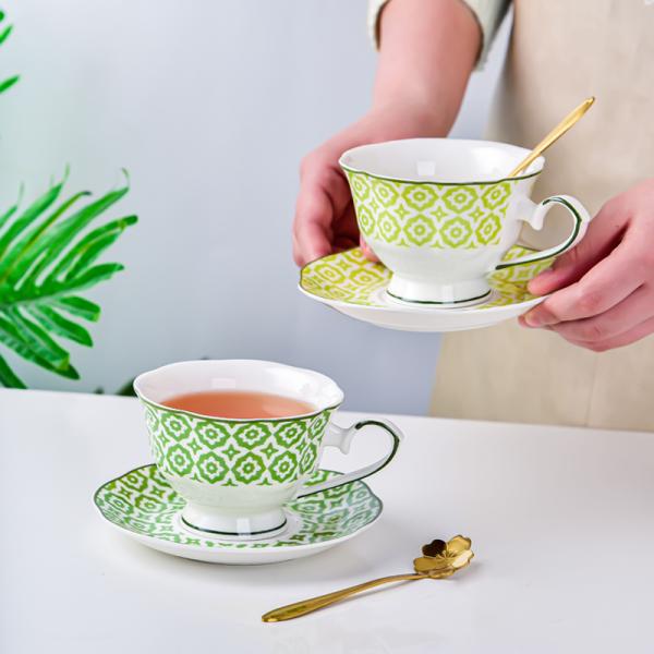 Bohemian Teapot Moroccan Style Green Coffee Cup And Saucer Set Ideal For Business Gifts