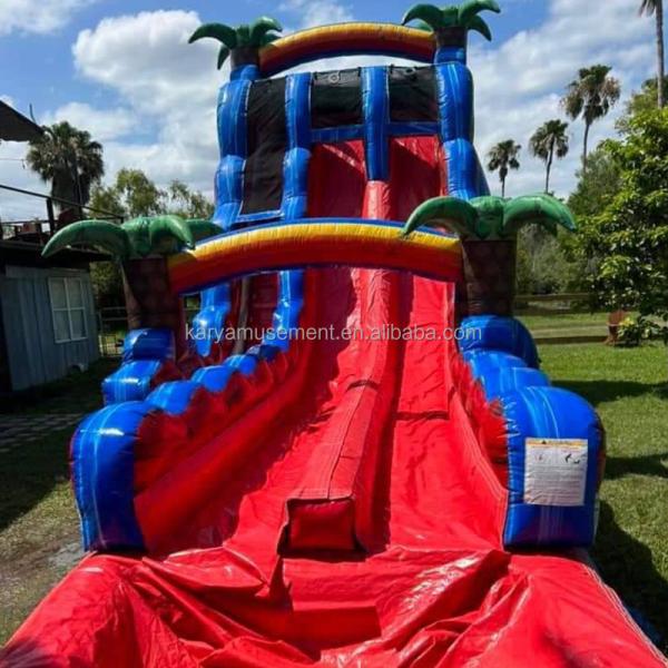Extended Double Slide Red Thrilling Inflatable Combo Jumping Castle for Aquatic Park