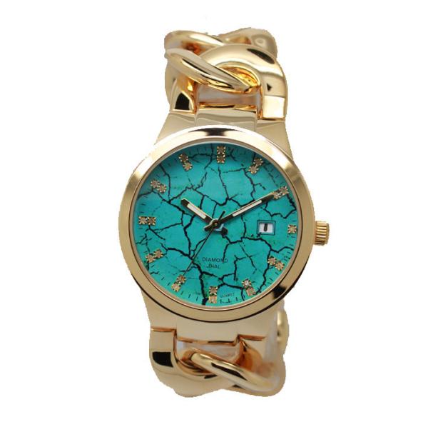 Cowboy Link Ladies Fashion Watches With Diamond On Dial Green