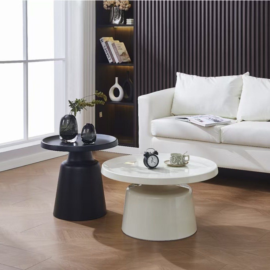 Nordic Modern Minimalist Round Metal Coffee Table for Small Spaces Portable Sofa Side & Center Table for Home or Office