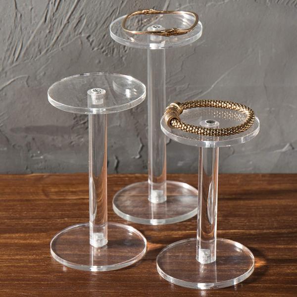 acrylic jewelry display Set of 3 Round Watch Pedestal Riser Stands holder 4.8/5.4/ 6.5inch