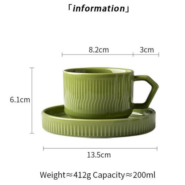 200ml Green Ceramic Teacup Classic Design Style Ceramic Cup & Saucer Set Enjoy Afternoon Tea Time