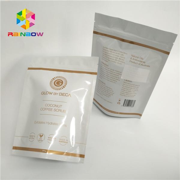 palstic zipper laminated coffee bags plain white stand up pouch with k tear notches packaging for 500g 1kg 3kg