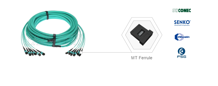 72-Core MPO/PC Trunk Patch Cord – OM3 Multimode, 6×MPO Input to 6×MPO Output, Low Insertion Loss, for High-Density Data Center & 40G/100G SR4/SR10 Applications