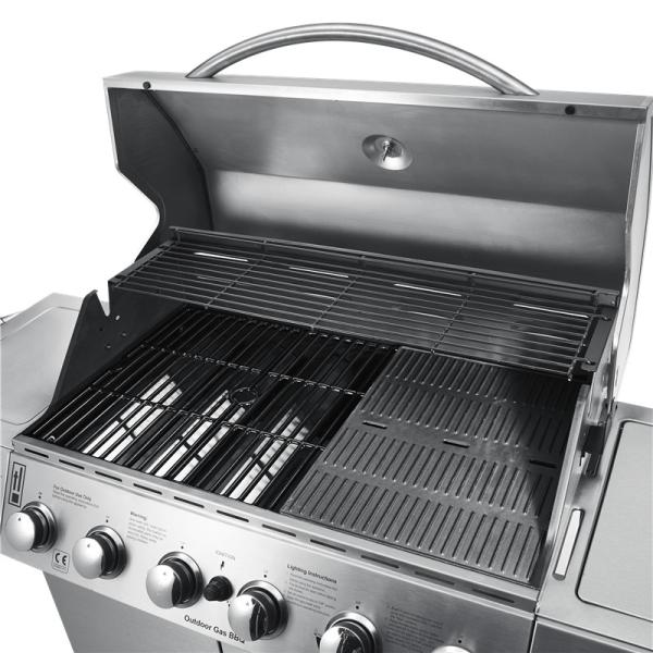 Rôtissoire extérieure de broche de gril de barbecue de gaz de rôtissoire de roche de lave de 6 brûleurs avec le moteur