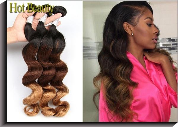 No Dye Ends 5A Grade Peruvian Virgin  Hair Weft 3 Tone Loose Wave 12-28
