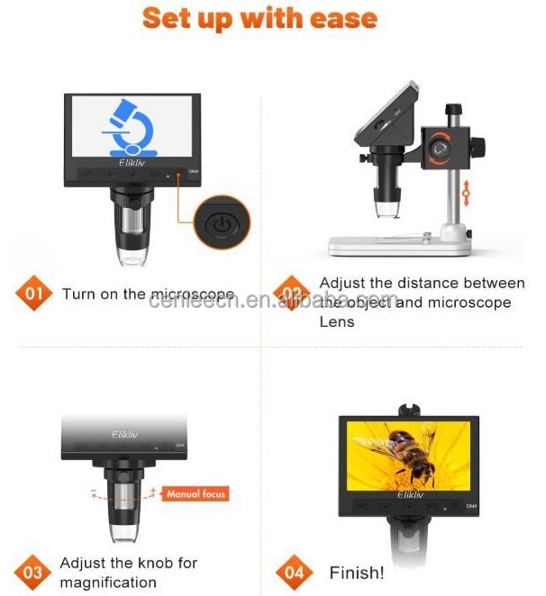 Hot Sale 4.3 Inch LCD Digital USB Coin Microscope with Light 1000x Stereo Microscope for Students