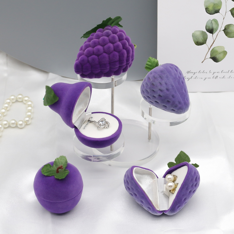 Fruit Style Luxury Jewelry Box Velvet Jewelry Packaging Box Purple Color