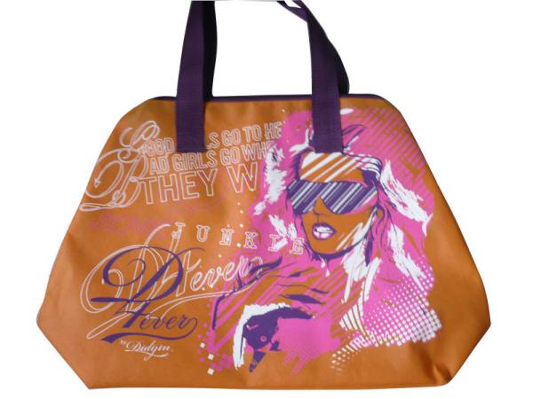 Green / Blue / Pink / Orange 75g Zipper Shopping Bag, Non Woven Carry Bags For Ladies