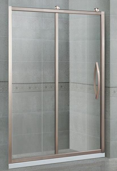 Inline Sliding Aluminum Alloy Glass Shower Doors With Rose Golden Frames and Big Hanging Wheels