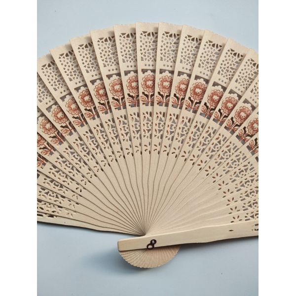 [i Am Your Fans] in Stock for Promotion and Wedding Fan Gift Favor Sunflower Hollow Out Through-Carved Wooden Hand Fan