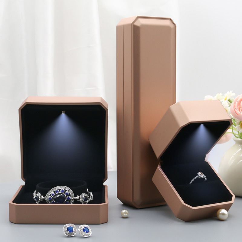 Plastic LED Light Jewelry Box With Velvet Lining Led Earring Box For Storage