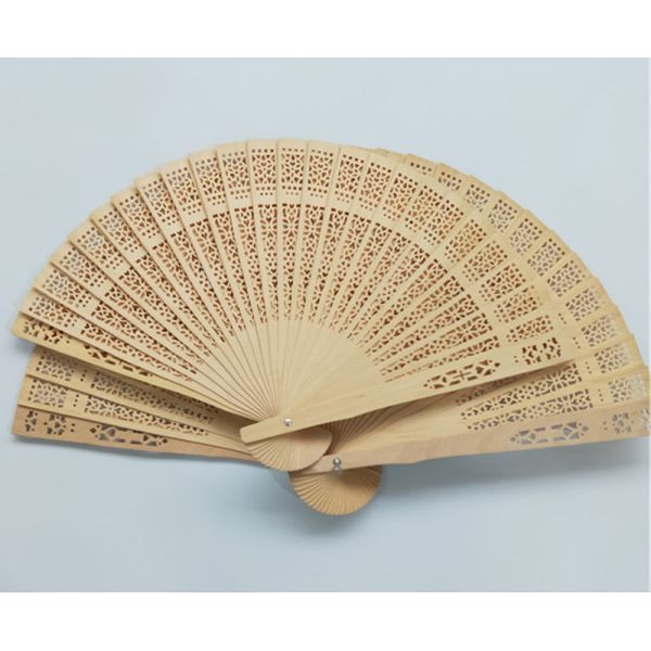 [i Am Your Fans] in Stock for Promotion and Wedding Fan Gift Favor Sunflower Hollow Out Through-Carved Wooden Hand Fan