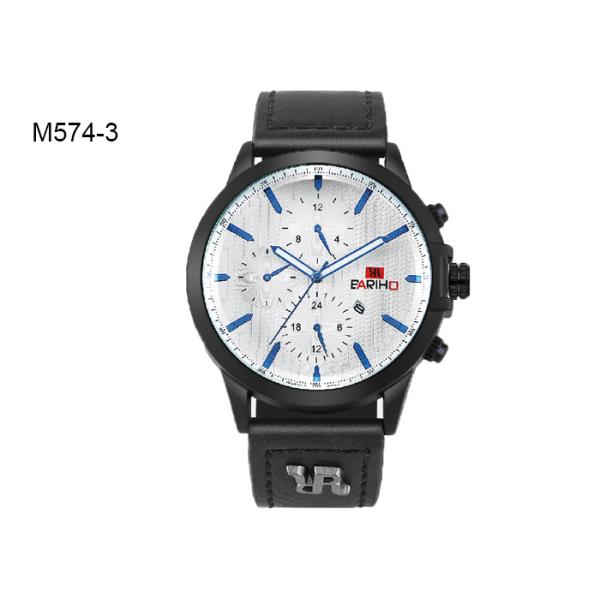 Business Men's Quartz Watch Analog Chronograph Date Leather Band Dress Watch M574
