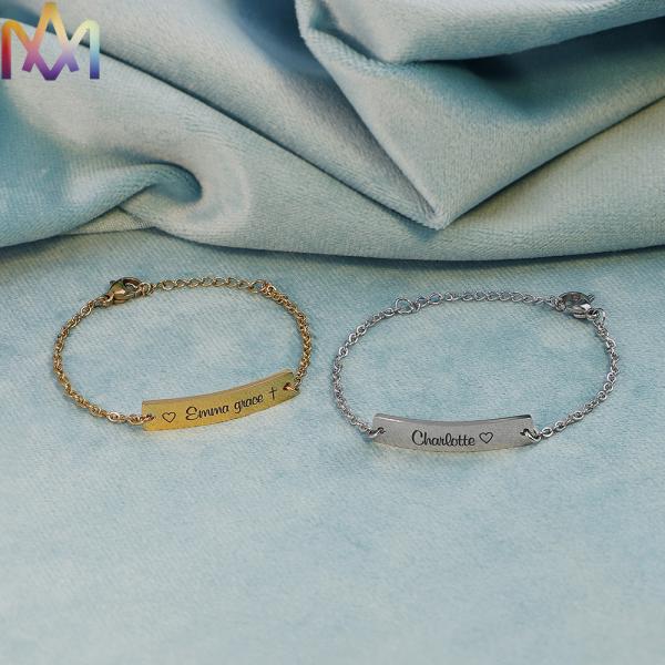 Hypoallergenic Womens Engraved 45MM Thin Bar Bracelet