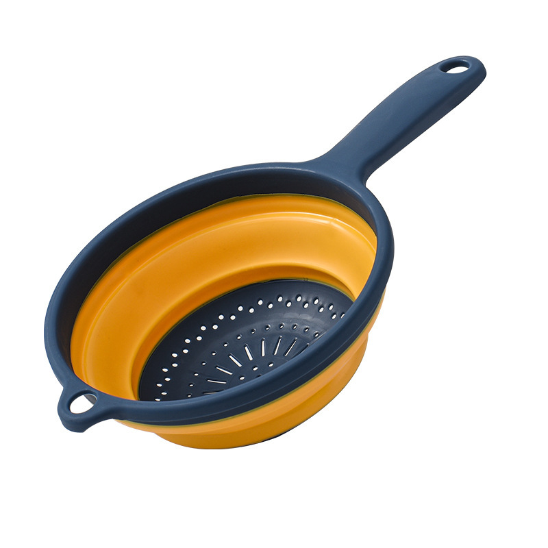 Multi-Function Round Retractable Fruit Tray Folding Kitchen Washing Basket with Handle Home Use Plastic Fruit Basket