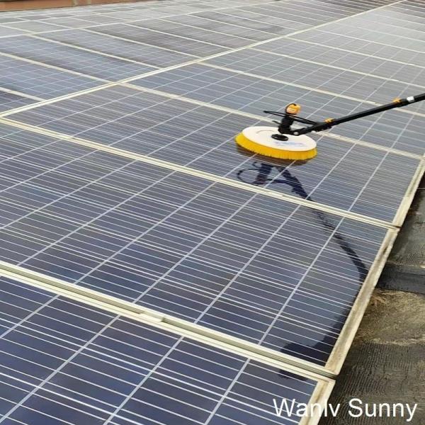 Solar Panel Cleaning with 3.5-Meter Telescopic Rod and Fine Single-Disc Rotary Brush