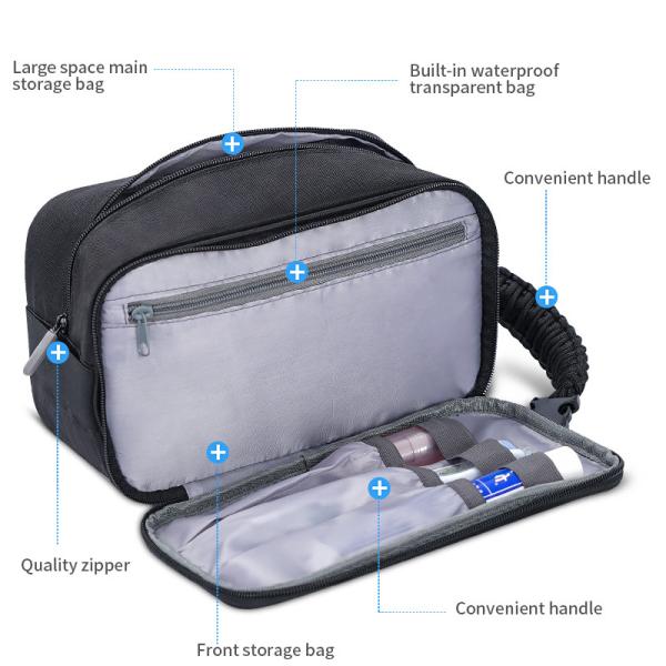 Cosmetic Foldable Travel Toiletry Bag With Hanging Hook Bathroom Shaving Men 10X5.5X6