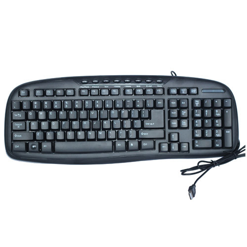 Full Black , 9 Hot Keys Multimedia Computer Wired Keyboard