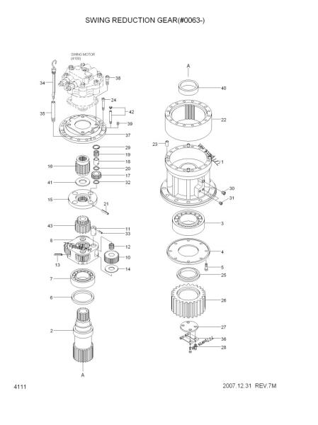 Excavator 31NA-10150 Swing Gearbox Reduction R360LC-7 Swing Gearbox Assy