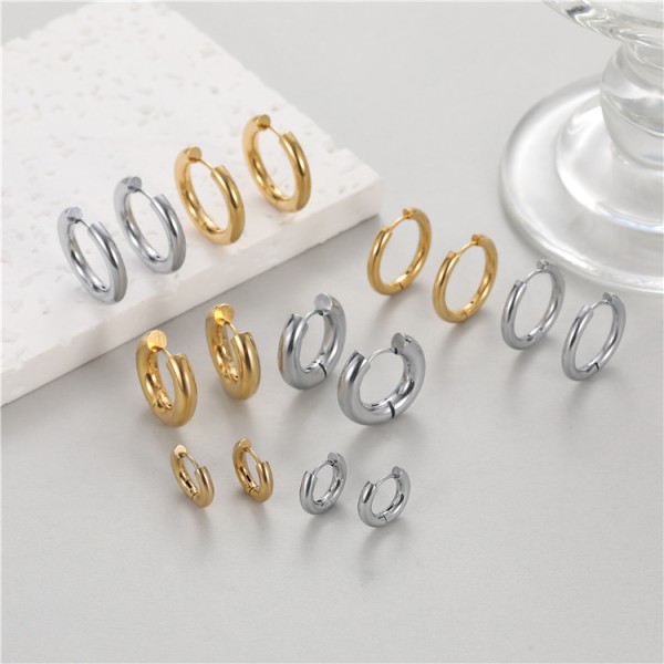 Stainless Steel 18K PVD Plated Hoop Earrings Simple Versatile Suitable for Both Men and Women Hip Hop Style