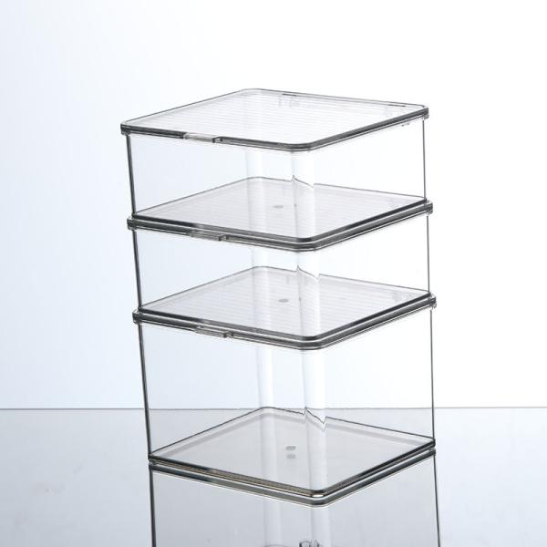 Clear Stackable Storage Bins With Lids, Large Plastic Containers With Handle For Pantry Organizer And Storage,Perfect For Bathroom,Cabinet,Kitchen,Fridge,Closet Organization