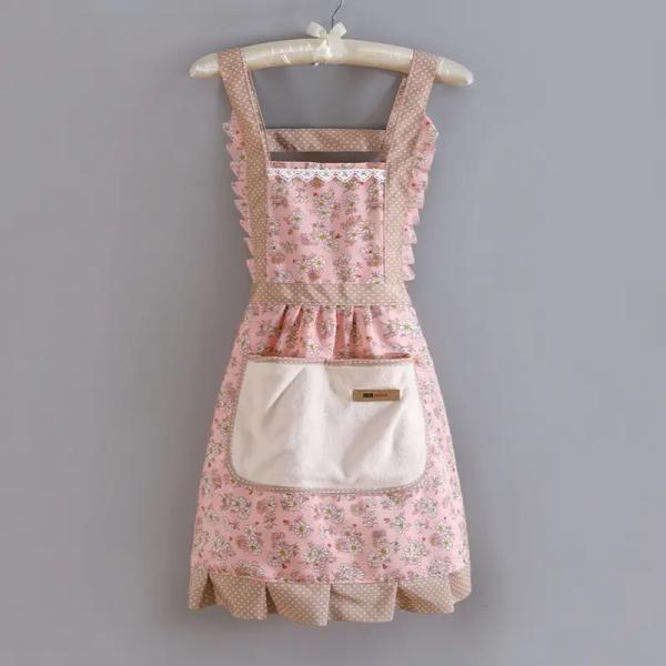 Korea Home Kitchen Decoration Durable and Breathable Floral Ruffled Aprons for Women
