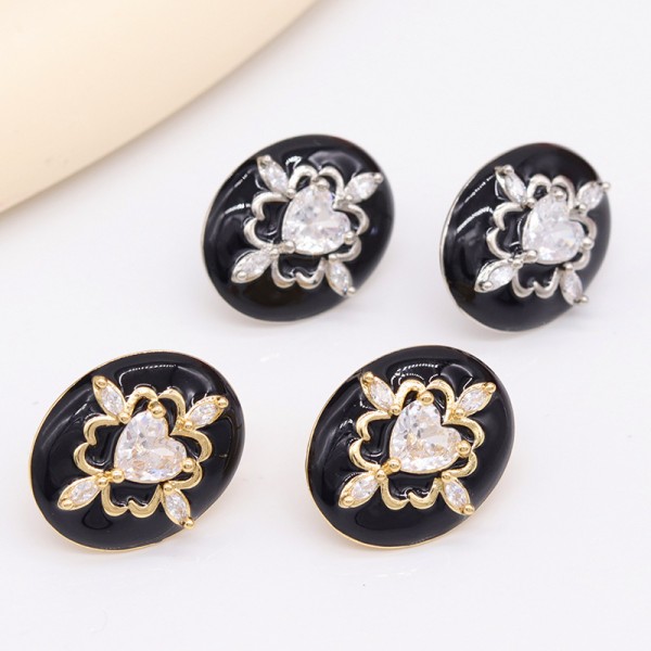 Lovely Trendy Earring Stud Earrings Female Silver Needle Black White Love Zirconia Rope Shape Wholesale for Women Girls