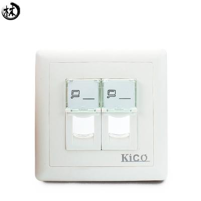 2 Port Type 86 Network Wall Plate , Rj45 Module Faceplate RJ45 RJ11 86*86mm