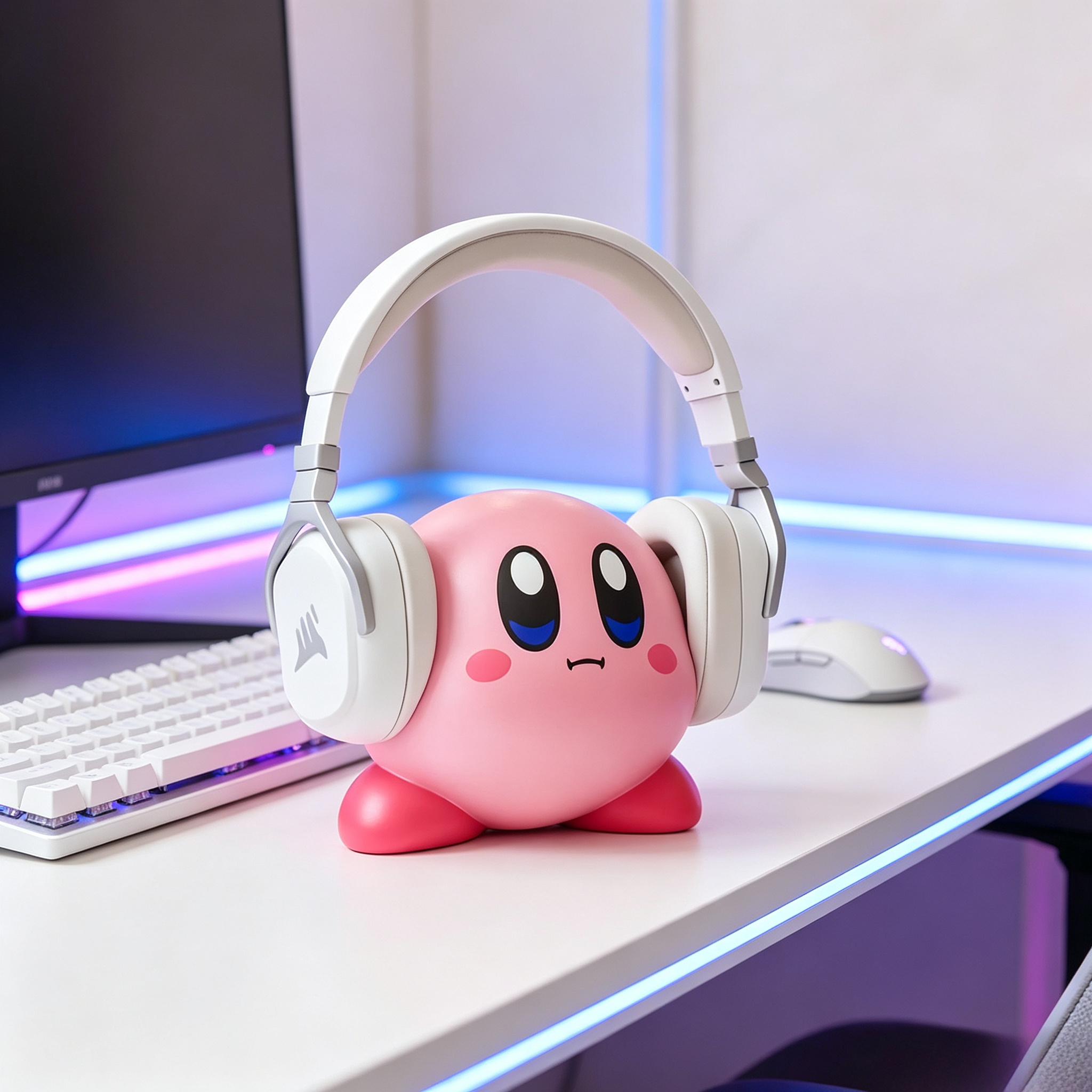 Hand Painted 3D Printed Services Products Cute Kirby Shape Headphone Holder For Desktop