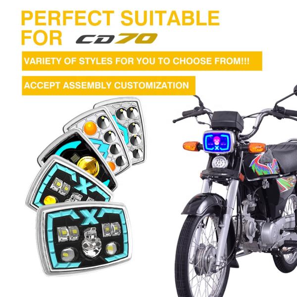 YAYE CG125 Semi-assembly Red Skull DRL Optical Projector Lens Motorcycle LED Accessory Headlight