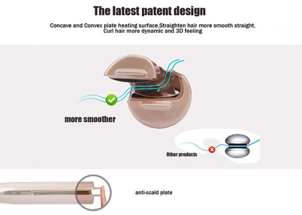 45W Hair Straightener And Curler 2 In 1 Ceramic PTC Heater Twisted Plates