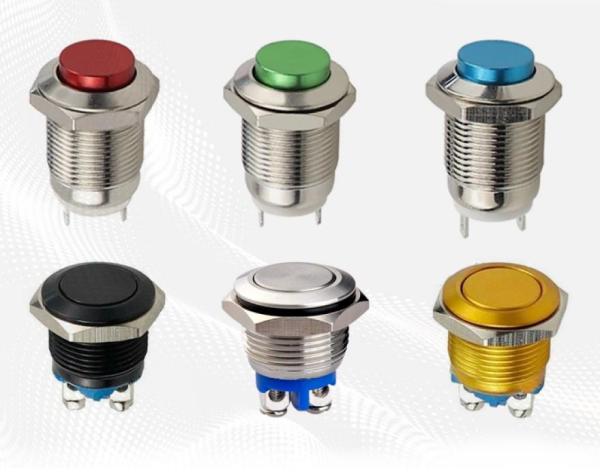 Silver Push Button Latching Switch On Off 12mm Metal Push Button Switch
