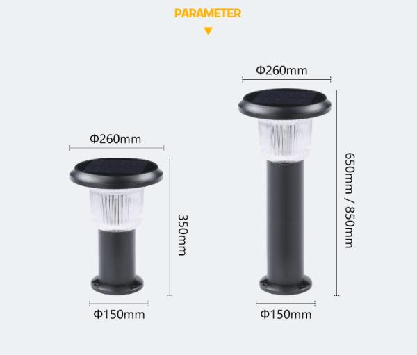 IP66 Rated Solar Lawn Light With Monocrystalline Solar Cell And Anodized Aluminum