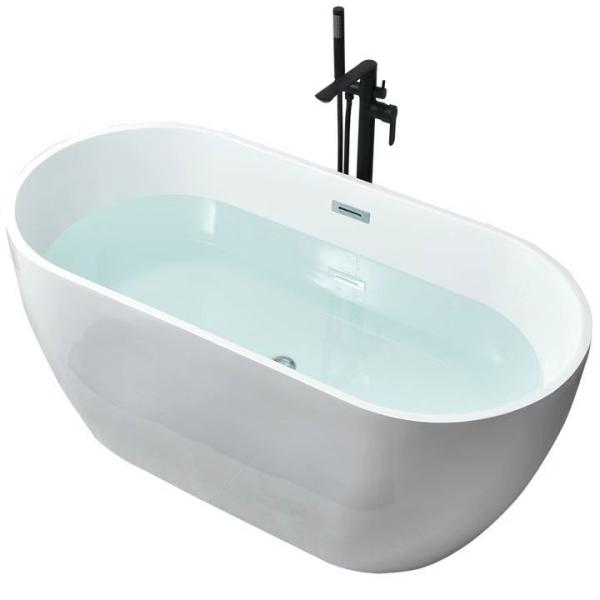 OEM Center Drain Oval Acrylic Freestanding Bathtub For Small Bathrooms