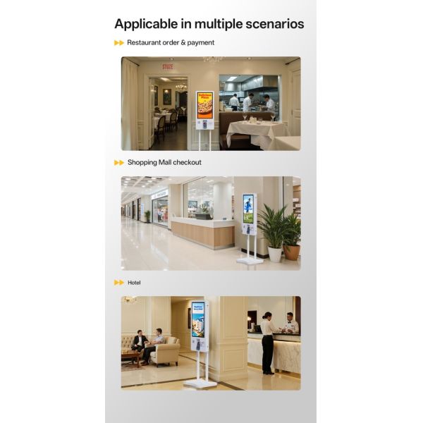 32 Inch Vertical White Pos Machine Self Service Ordering Kiosk Food Vending Machine For Shopping Mall Restaurant